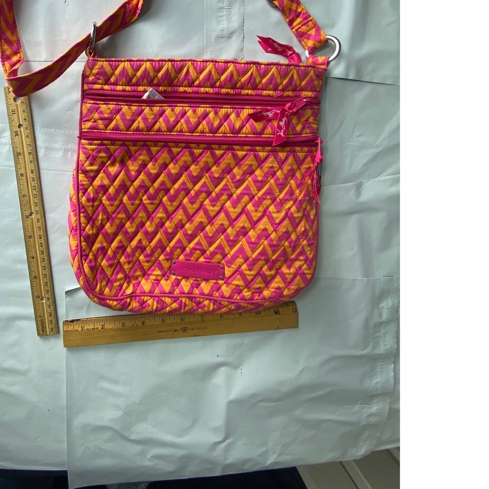 Vera Bradley Crossbody Bag Pink Yellow Zig Zag Pattern Small Purse